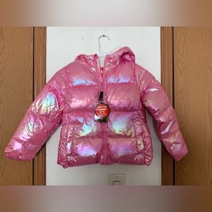 Kids Pink Iridescent Puffer Jacket